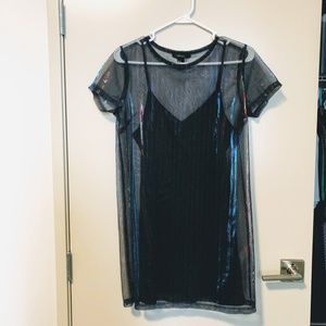 Forever 21 Sheer Shiny Dress with Slip